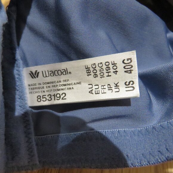 WACOAL Basic Beauty Contour Bra in Country Blue Satin - Size 40G - Picture 12 of 12